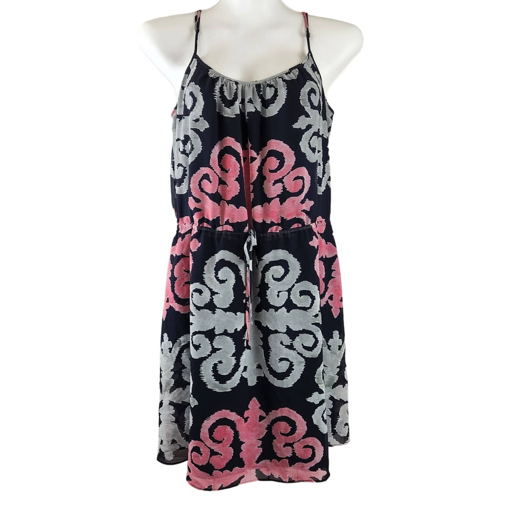 Banana Republic Milly Collection Navy & Pink Medallion A-line Women's Dress 10
